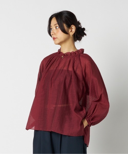 HELIOPOLE(エリオポール)の「SHEER BLOUSE / シアーブラウス(シャツ/ブラウス・レディース・ワイン/ブラック・38)」の2枚目の写真