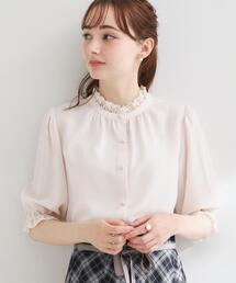 【大人上品・前後2WAY】エンブロレース 5分袖ブラウス【洗濯機可】