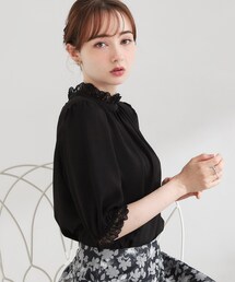 【大人上品・前後2WAY】エンブロレース 5分袖ブラウス【洗濯機可】