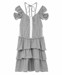 Candy Stripper | DOUBLE PUFF SLEEVE BORDER MINI ワンピース(ワンピース)