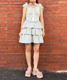 Candy Stripper | DOUBLE PUFF SLEEVE BORDER MINI ワンピース(ワンピース)