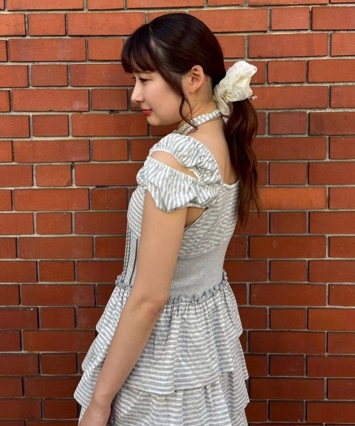 Candy Stripper（キャンディストリッパー）の「DOUBLE PUFF SLEEVE BORDER MINI ワンピース（ワンピース・レディース・グレー/ライトグレー・FREE）」の19枚目の写真
