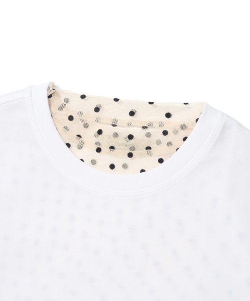 CARGOBROS FOR WOMAN（カーゴブロスフォーウィメン）の「ドットシースルーロングスリーブレイヤード半袖Tシャツセット（アイボリー/アイボリー）（Tシャツ/カットソー・レディース・その他・FREE）」の5枚目の写真