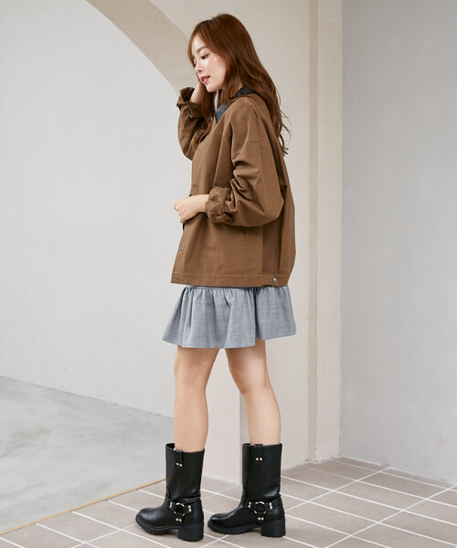 MARY QUANT(マリークワント)の「MARY QUANT × PUBLUX/マリークワント 別注 ベロア リボン チェック ミニ キャミソール ワンピース 限定展開(ワンピース・レディース・ベージュ/グレー・フリ-)」の18枚目の写真