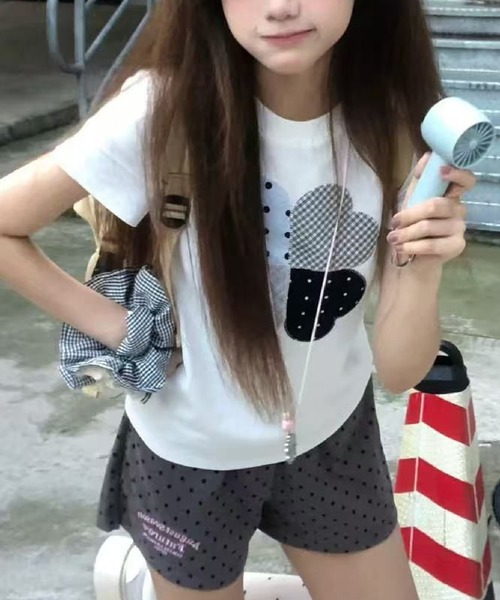 HALEY PESCA(ヘーリーペスカ)の「HALEY PESCA/クローバーパッチワークTシャツ(Tシャツ/カットソー・レディース・ホワイト・SMALL)」の6枚目の写真