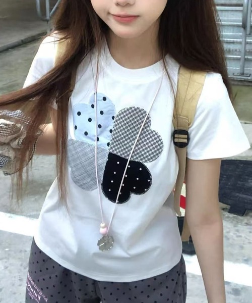 HALEY PESCA(ヘーリーペスカ)の「HALEY PESCA/クローバーパッチワークTシャツ(Tシャツ/カットソー・レディース・ホワイト・SMALL)」の8枚目の写真