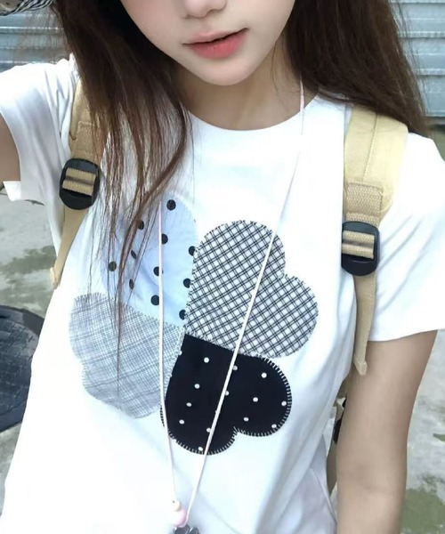 HALEY PESCA(ヘーリーペスカ)の「HALEY PESCA/クローバーパッチワークTシャツ(Tシャツ/カットソー・レディース・ホワイト・SMALL)」の9枚目の写真