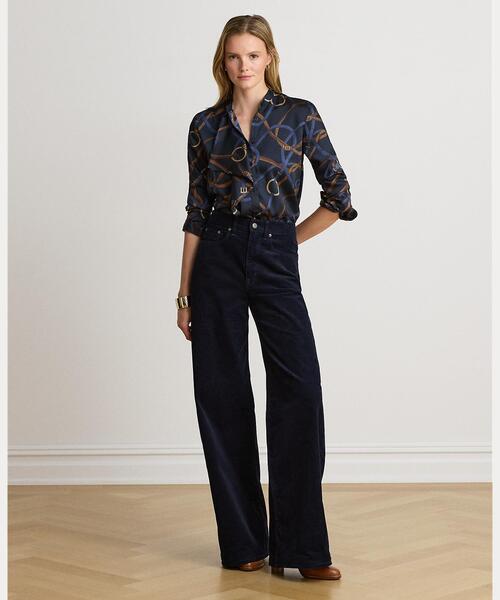 LAUREN RALPH LAUREN(ローレン ラルフ ローレン)の「ベルティングプリント フリルトリム ツイル シャツ(シャツ/ブラウス・レディース・ネイビー系1・XS/S/M/L)」の6枚目の写真