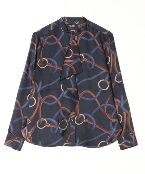 LAUREN RALPH LAUREN(ローレン ラルフ ローレン)の「ベルティングプリント フリルトリム ツイル シャツ(シャツ/ブラウス・レディース・ネイビー系1・XS/S/M/L)」の7枚目の写真