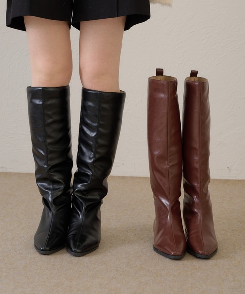 raffime（ラフィミー）の「【Raffime】ポインテッドロングブーツ（ブーツ・レディース・ブラック/ブラウン・X-LARGE/LARGE/MEDIUM/SMALL）」の3枚目の写真
