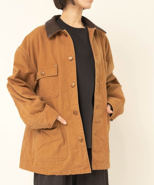RNA-N(アールエヌエーエヌ)の「J2200 レザーカラーチョアジャケット(ノーカラージャケット・レディース・キャメル/カーキ・FREE)」の1枚目の写真