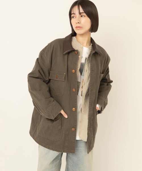 RNA-N(アールエヌエーエヌ)の「J2200 レザーカラーチョアジャケット(ノーカラージャケット・レディース・キャメル/カーキ・FREE)」の4枚目の写真