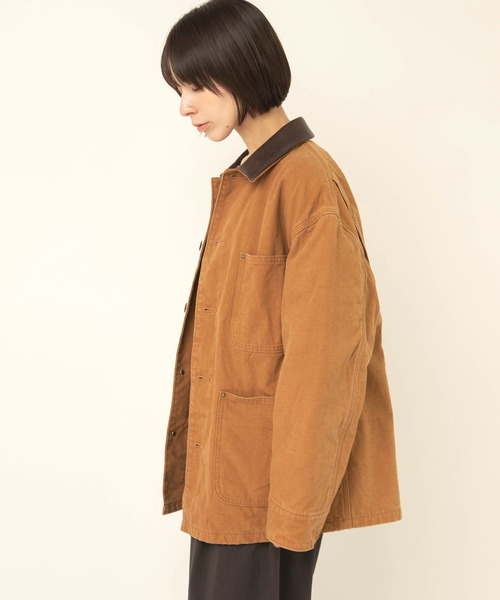 RNA-N(アールエヌエーエヌ)の「J2200 レザーカラーチョアジャケット(ノーカラージャケット・レディース・キャメル/カーキ・FREE)」の8枚目の写真