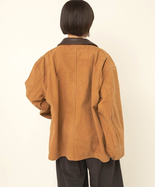 RNA-N(アールエヌエーエヌ)の「J2200 レザーカラーチョアジャケット(ノーカラージャケット・レディース・キャメル/カーキ・FREE)」の9枚目の写真