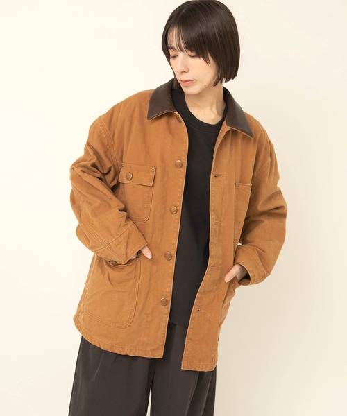 RNA-N(アールエヌエーエヌ)の「J2200 レザーカラーチョアジャケット(ノーカラージャケット・レディース・キャメル/カーキ・FREE)」の6枚目の写真