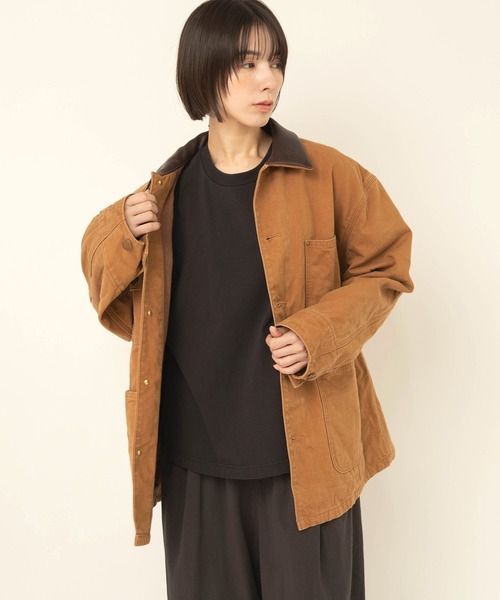 RNA-N(アールエヌエーエヌ)の「J2200 レザーカラーチョアジャケット(ノーカラージャケット・レディース・キャメル/カーキ・FREE)」の7枚目の写真