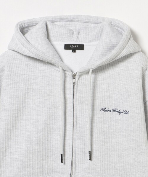 BEAMS HEART（ビームスハート）の「MHC ワッフル フリース ジップ パーカー（スウェット・メンズ・ライトグレー/ブラック・MEDIUM/LARGE）」の8枚目の写真