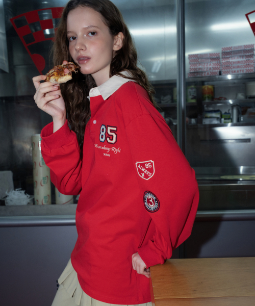 WAARFORWOMAN(ワール・フォー・ウーマン)の「WT-94刺繍パッチカラーTシャツ_レッド(ポロシャツ・レディース・その他・FREE)」の8枚目の写真
