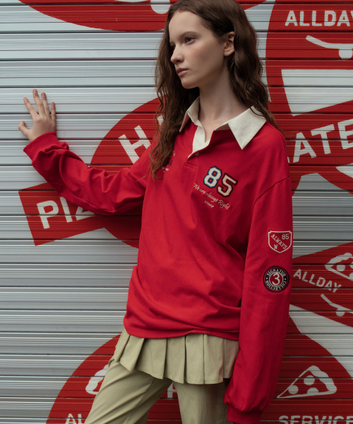 WAARFORWOMAN(ワール・フォー・ウーマン)の「WT-94刺繍パッチカラーTシャツ_レッド(ポロシャツ・レディース・その他・FREE)」の4枚目の写真