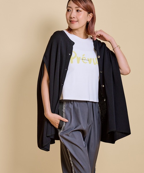 LHELBIE(レルビエ)の「ポンチョケープニット(ニット/セーター・レディース・ブラック/グレー/オフホワイト・M)」の9枚目の写真
