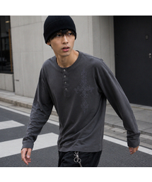 [ODNR UNISEX]SIM CROSS ヘンリーネック ロングスリーブ Tシャツ_3color