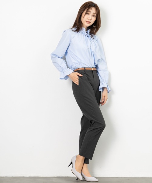 MAISONCOMFY （メゾンコンフィ）の「【フリルブラウス】ハレの日もいつもの日も着たい上品ブラウス（シャツ/ブラウス・レディース・ホワイト/サックスブルー/ネイビー・M/L）」の6枚目の写真