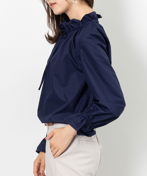 MAISONCOMFY （メゾンコンフィ）の「【フリルブラウス】ハレの日もいつもの日も着たい上品ブラウス（シャツ/ブラウス・レディース・ホワイト/サックスブルー/ネイビー・M/L）」の22枚目の写真