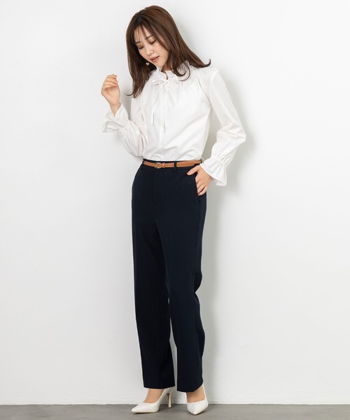 MAISONCOMFY （メゾンコンフィ）の「【フリルブラウス】ハレの日もいつもの日も着たい上品ブラウス（シャツ/ブラウス・レディース・ホワイト/サックスブルー/ネイビー・M/L）」の10枚目の写真