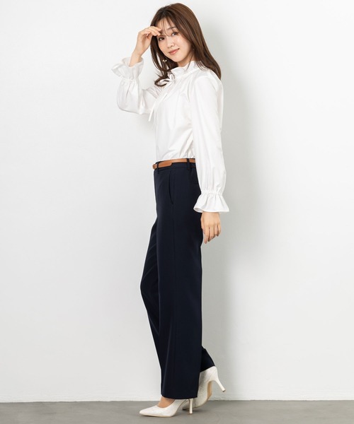 MAISONCOMFY （メゾンコンフィ）の「【フリルブラウス】ハレの日もいつもの日も着たい上品ブラウス（シャツ/ブラウス・レディース・ホワイト/サックスブルー/ネイビー・M/L）」の11枚目の写真