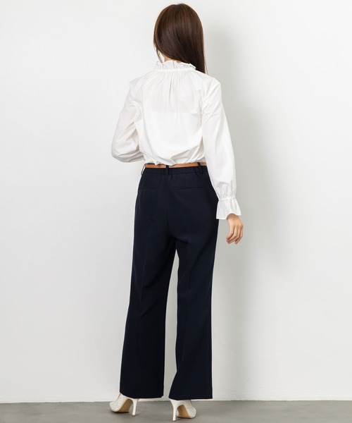 MAISONCOMFY （メゾンコンフィ）の「【フリルブラウス】ハレの日もいつもの日も着たい上品ブラウス（シャツ/ブラウス・レディース・ホワイト/サックスブルー/ネイビー・M/L）」の12枚目の写真