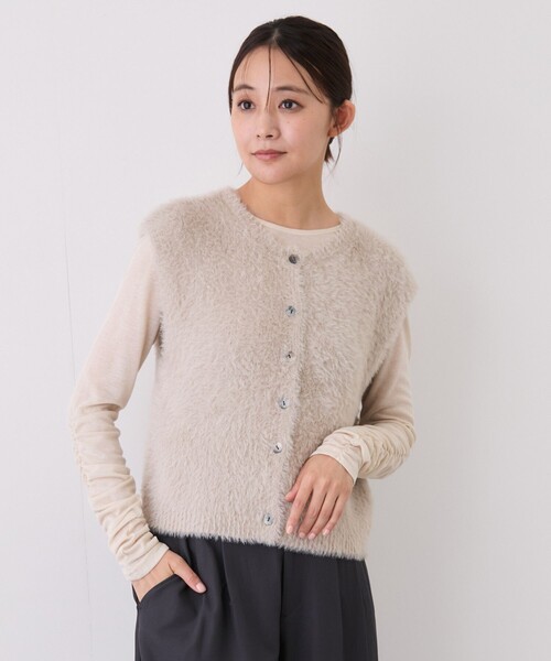 Jayro(ジャイロ)の「シャギー前開きベスト(ベスト・レディース・ホワイト系その他/チャコールグレー/ベージュ・M)」の1枚目の写真