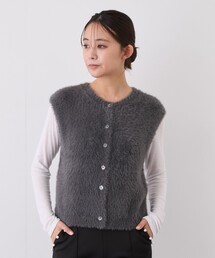 シャギー前開きベスト