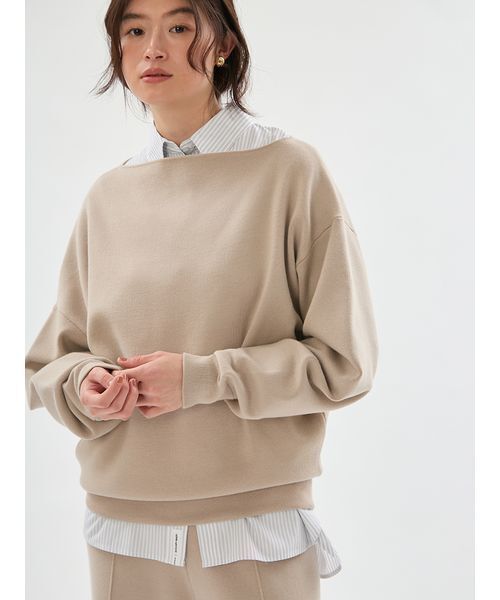 emmi（エミ）の「ウールミックスオフショルダーニット【セットアップ対応】（ニット/セーター・レディース・ベージュ/チャコールグレー・F）」の8枚目の写真