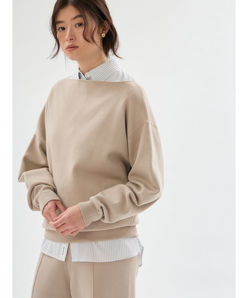 emmi（エミ）の「ウールミックスオフショルダーニット【セットアップ対応】（ニット/セーター・レディース・ベージュ/チャコールグレー・F）」の9枚目の写真