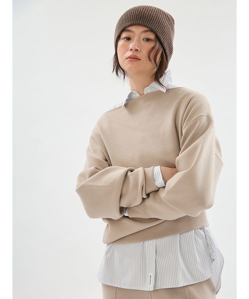 emmi（エミ）の「ウールミックスオフショルダーニット【セットアップ対応】（ニット/セーター・レディース・ベージュ/チャコールグレー・F）」の10枚目の写真