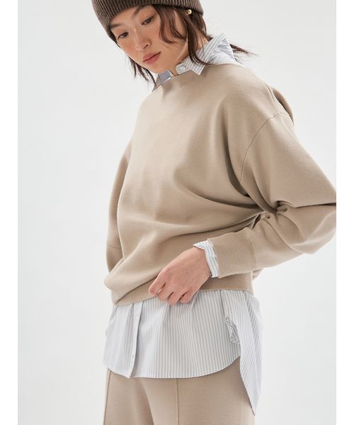 emmi（エミ）の「ウールミックスオフショルダーニット【セットアップ対応】（ニット/セーター・レディース・ベージュ/チャコールグレー・F）」の11枚目の写真