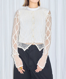 EUCHRONIA STRETCH LACE CARDIGAN 262802：カーディガン