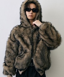 Shaggy Fur Cropped Double Zip Jacket / シャギーファー クロップド ダブルジップジャケット