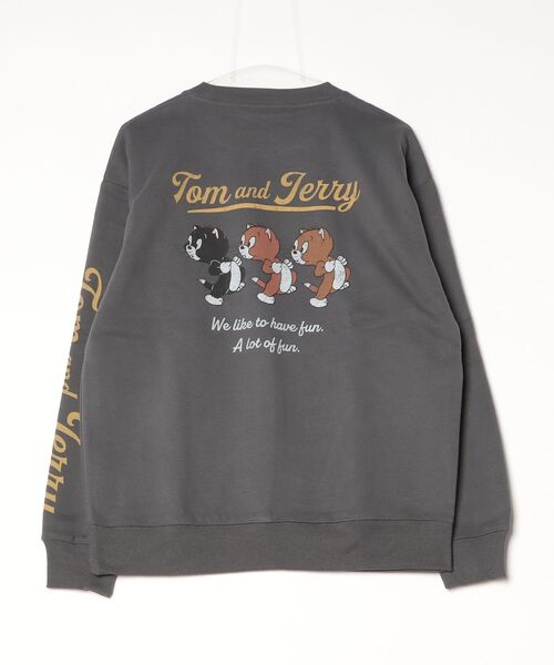 Tom&Jerry(トムアンドジェリー)の「【TOM&JERRY/トムとジェリー】配色裏起毛キャラクタープリントクルーネックスウェットトレーナー ユニセックス(スウェット・メンズ・ブラック系その他/ブラウン/オフホワイト/スミクロ・LARGE/MEDIUM)」の10枚目の写真