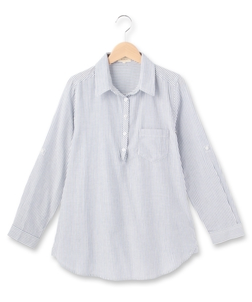 HusHusH（ハッシュアッシュ）の「フレアスキッパーシャツ（シャツ/ブラウス・レディース・ブルー/ブルー系2/ブルー系1/ブラック・01/02/03）」の4枚目の写真