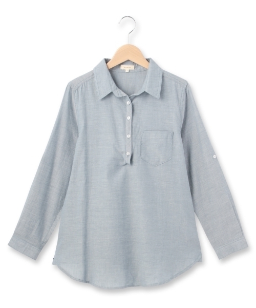 HusHusH（ハッシュアッシュ）の「フレアスキッパーシャツ（シャツ/ブラウス・レディース・ブルー/ブルー系2/ブルー系1/ブラック・01/02/03）」の2枚目の写真