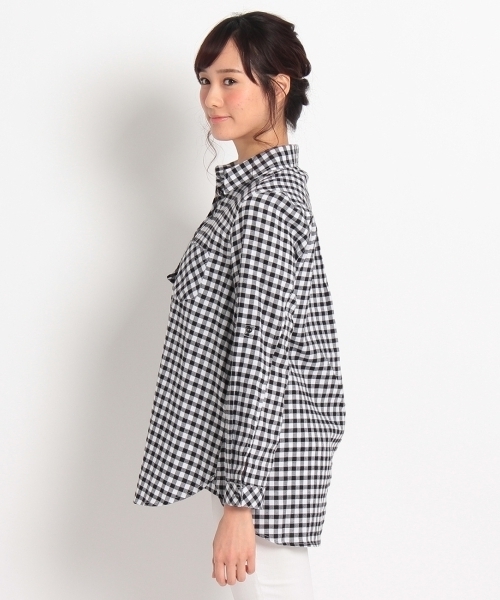 HusHusH（ハッシュアッシュ）の「フレアスキッパーシャツ（シャツ/ブラウス・レディース・ブルー/ブルー系2/ブルー系1/ブラック・01/02/03）」の6枚目の写真