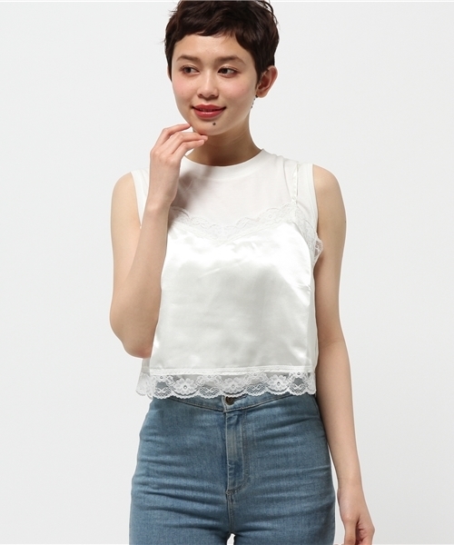 WEGO(ウィゴー)の「WEGO/サテンレースキャミソール(キャミソール・レディース・ライトピンク/オフホワイト/ブラック・FREE)」の11枚目の写真