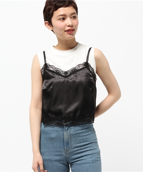 WEGO(ウィゴー)の「WEGO/サテンレースキャミソール(キャミソール・レディース・ライトピンク/オフホワイト/ブラック・FREE)」の12枚目の写真