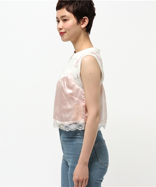 WEGO(ウィゴー)の「WEGO/サテンレースキャミソール(キャミソール・レディース・ライトピンク/オフホワイト/ブラック・FREE)」の5枚目の写真
