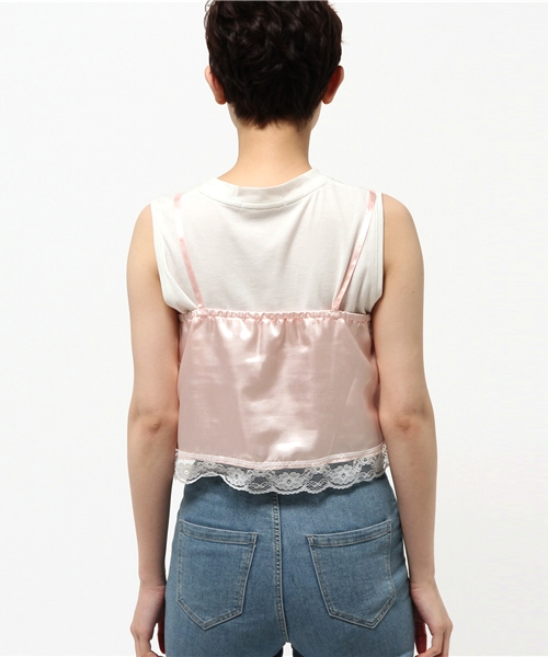 WEGO(ウィゴー)の「WEGO/サテンレースキャミソール(キャミソール・レディース・ライトピンク/オフホワイト/ブラック・FREE)」の6枚目の写真