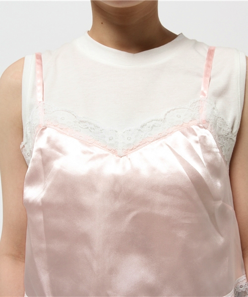 WEGO(ウィゴー)の「WEGO/サテンレースキャミソール(キャミソール・レディース・ライトピンク/オフホワイト/ブラック・FREE)」の7枚目の写真