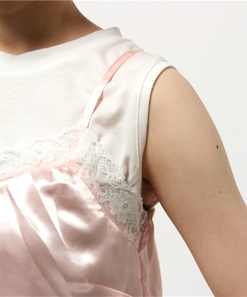 WEGO(ウィゴー)の「WEGO/サテンレースキャミソール(キャミソール・レディース・ライトピンク/オフホワイト/ブラック・FREE)」の8枚目の写真