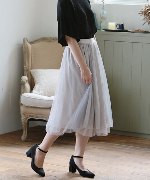 one after another NICE CLAUP（ワンアフターアナザーナイスクラップ）の「ｎｅｗチューガンジースカート（スカート・レディース・オフホワイト/グレー/ブラック・FREE）」の3枚目の写真