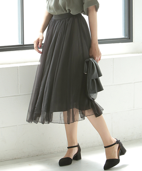 one after another NICE CLAUP（ワンアフターアナザーナイスクラップ）の「ｎｅｗチューガンジースカート（スカート・レディース・オフホワイト/グレー/ブラック・FREE）」の2枚目の写真